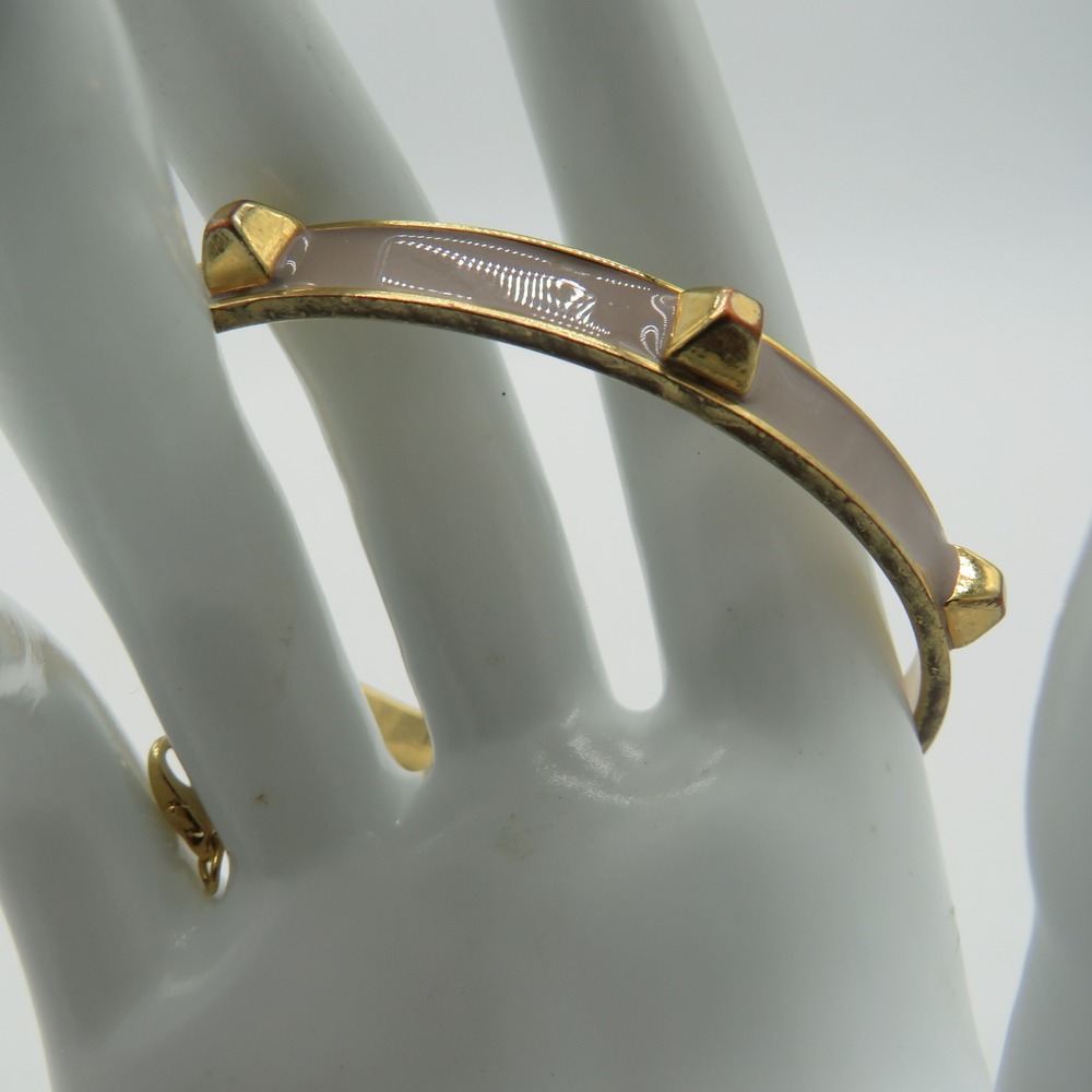 J.Crew Gold Tone Taupe Enamel Pyramid Stud Bangle Bracelet
